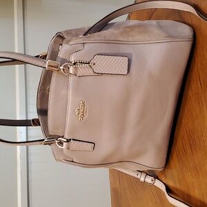 Coach taupe Minetta crossbody leather with suede